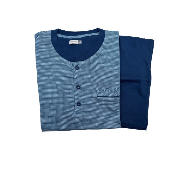 pigiama corto uomo cotone kc8201 azzurro - dimensioni grandi