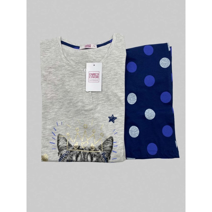 Pigiama in cotone donna Enrico Coveri EP5213 grigio