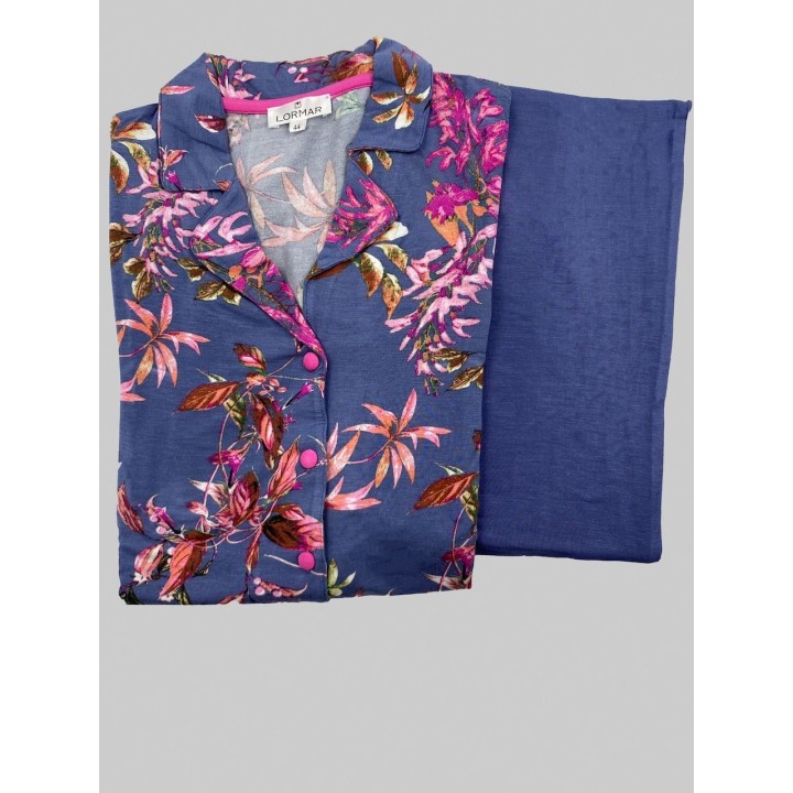 Pigiama Lormar donna estivo lungo 0476 denim