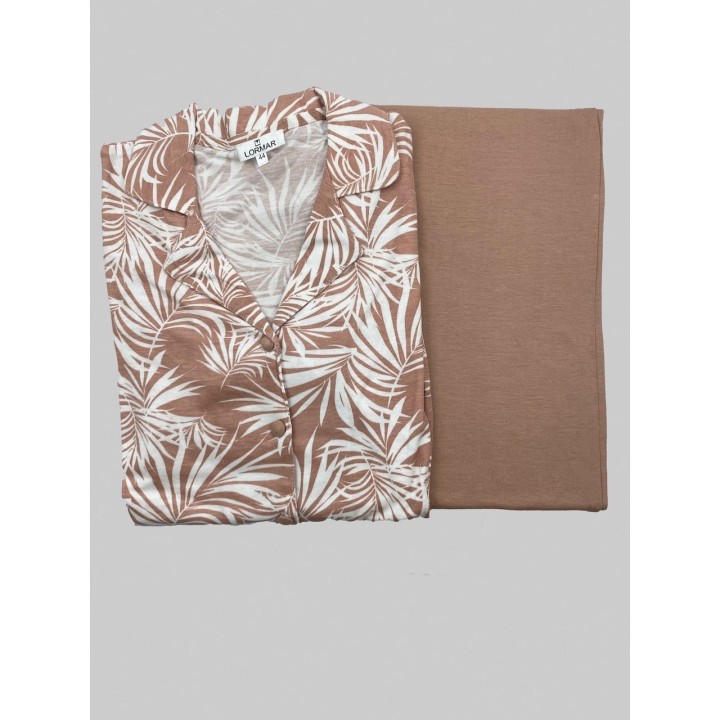 Pigiama Lormar donna estivo lungo 0388 caramel panna