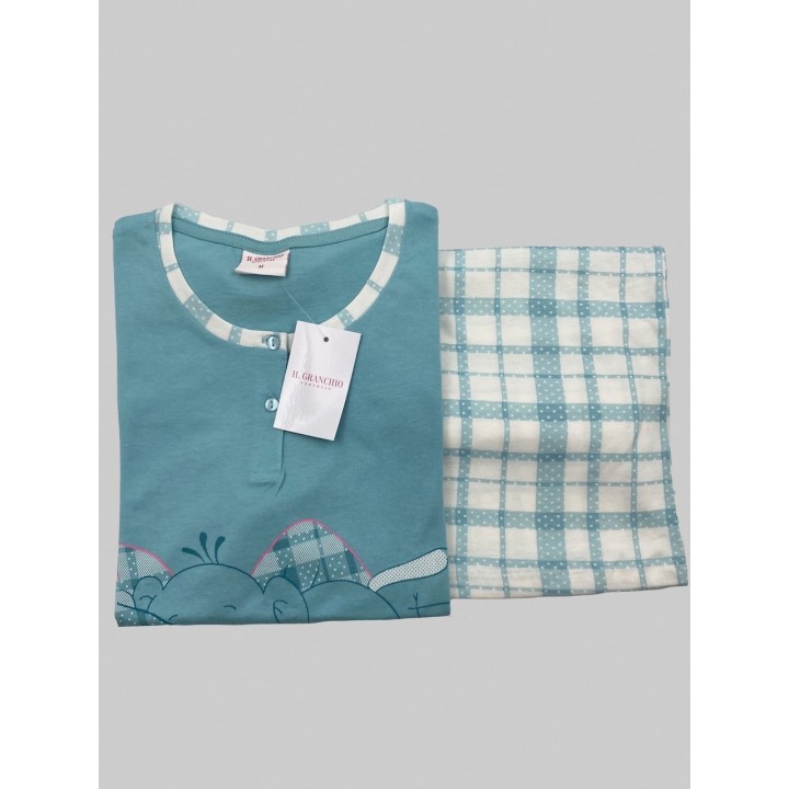 Pigiama estivo donna corto Granchio GP5099 menta