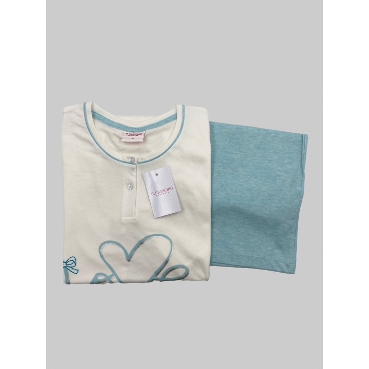 Pigiama estivo donna corto Granchio GP5101 panna