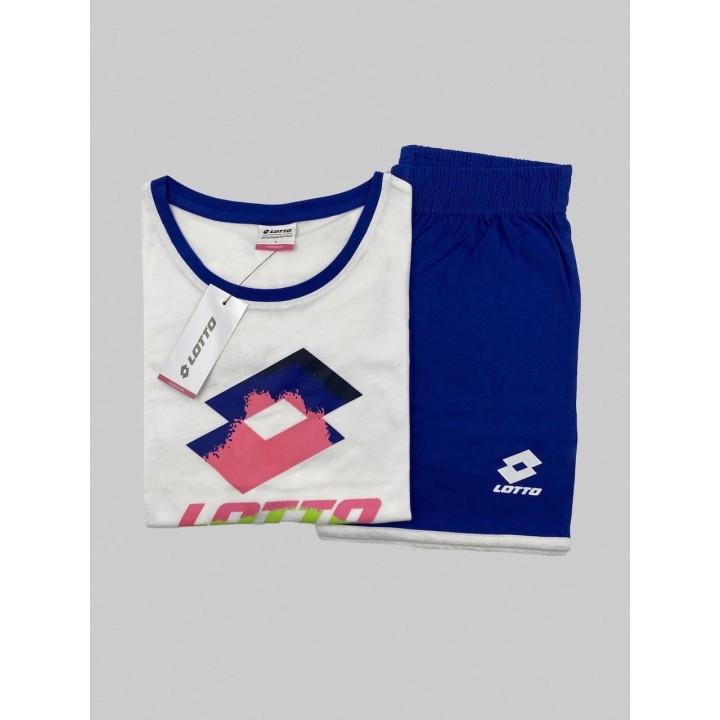 Completo estivo donna t-shirt e pantaloncino Lotto LP5123 bianco
