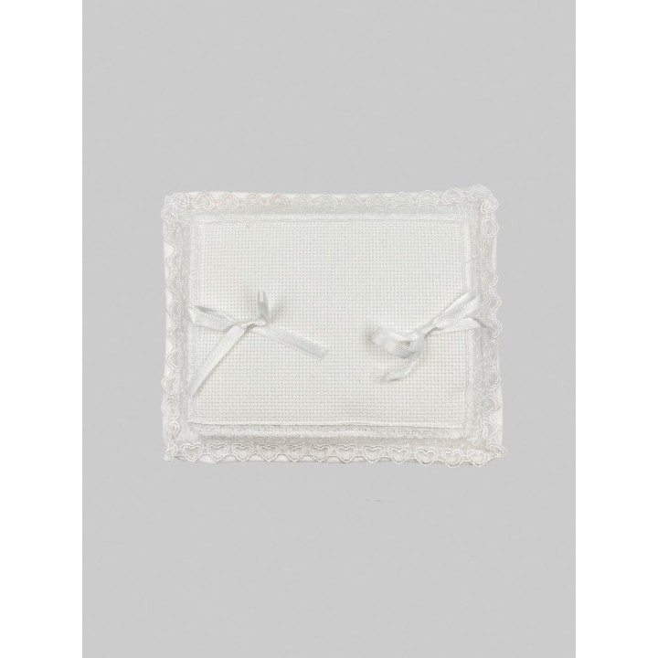 Cuscino portafedi da ricamare tela aida BM Ricami G00035 bianco fronte
