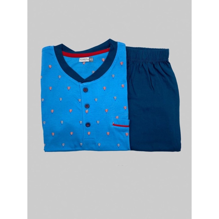 Pigiama uomo corto in cotone Karelpiù KC8233 azzurro