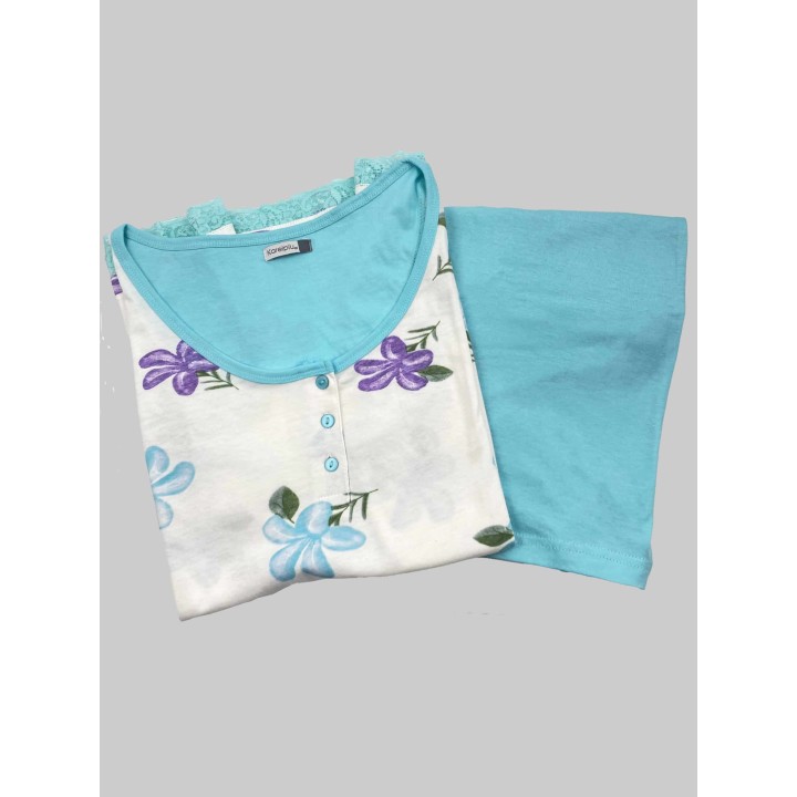 Pigiama donna estivo corto Karelpiù KC8300 blu