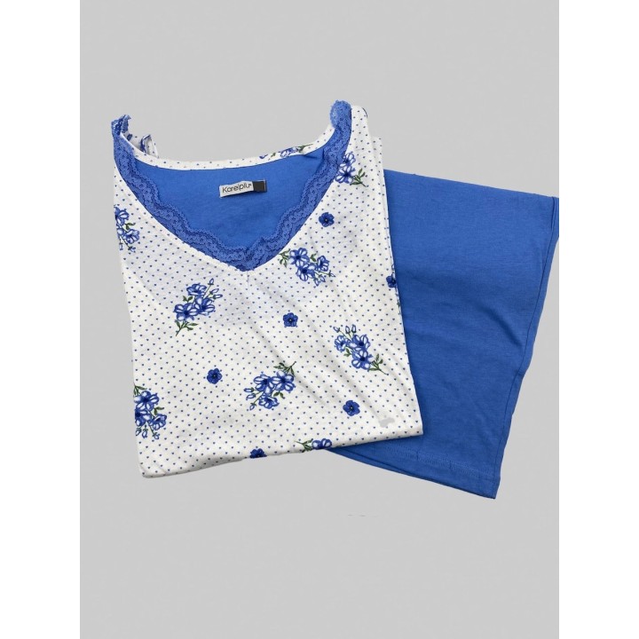 Pigiama donna in cotone estivo corto Karelpiù KC8304 blu