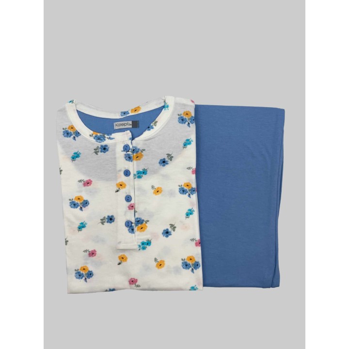 Pigiama donna in cotone corto Karelpiù KC8035 blu