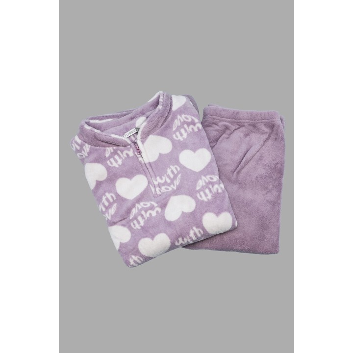 pigiama-donna-pile-invernale-karlpiu-kf7221-lilla