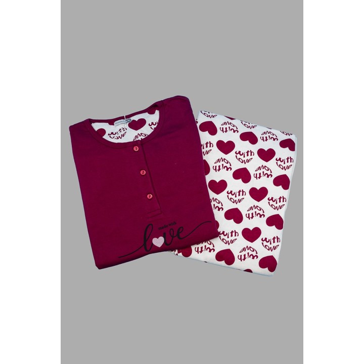 pigiama-donna-caldo-cotone-karlpiu-ky7268-rosso