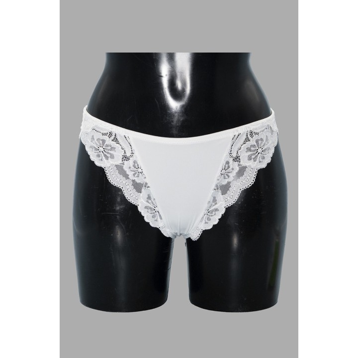 Slip brasiliana con pizzo Lepel 253 bianco