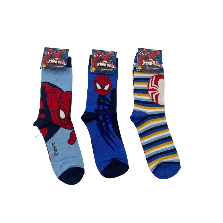 calzini-lunghi-bambino-spiderman-cotone-estivo-3702-3pz-fronte
