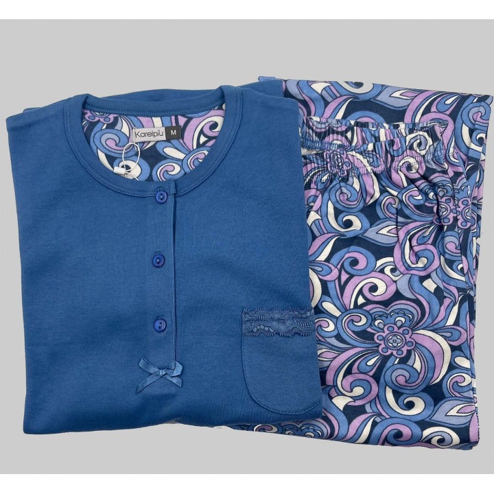 pigiama-donna-invernale-karelpiu-kf9046-blu