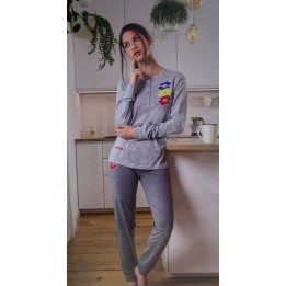 pigiama-in-cotone-donna-con-bottoni-lotto-lp5135-grigio-foto