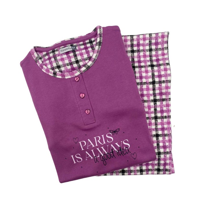 pigiama-donna-invernale-karelpiu-kf9062plad-prugna