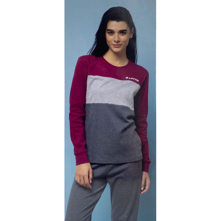 Pigiama donna invernale in felpa Lotto LP6086 rubino foto