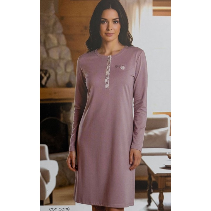 Camicia da notte invernale tinta unita Karelpiù KI1060CL