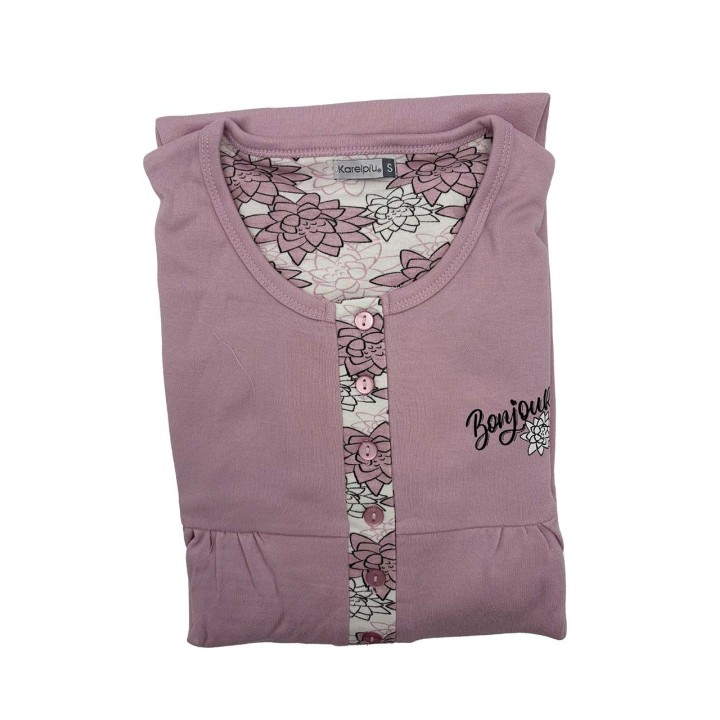 Camicia da notte invernale tinta unita Karelpiù KI1060CL