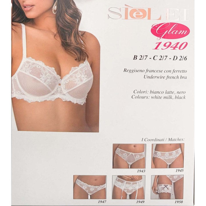 Reggiseno sfoderato in tulle e pizzo Sièlei 1940 scatola retro