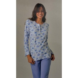Pigiama donna taglie forti invernale Il granchio GP6140C fiordaliso foto
