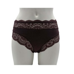 Slip donna in cotone e pizzo Jadea 742 color prugna