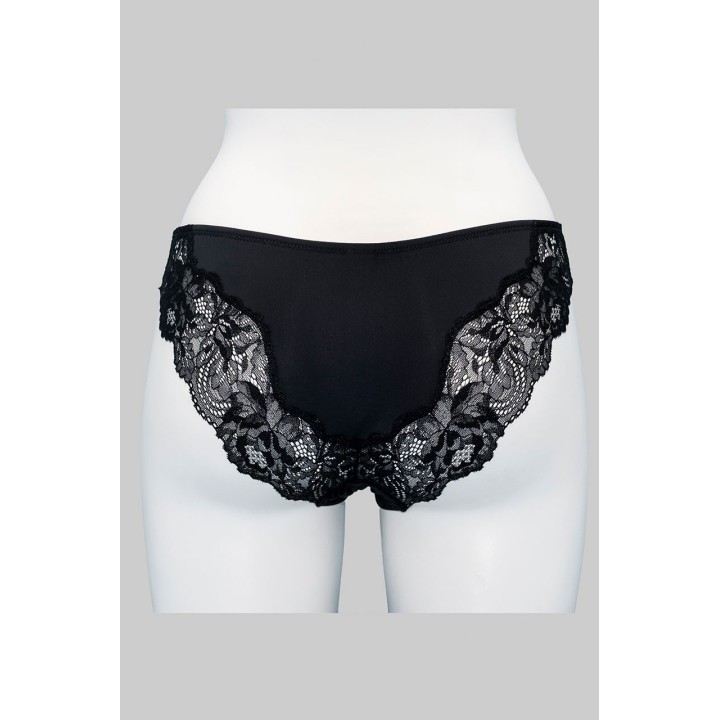 Slip con pizzo e microfibra Lormar SATEN nero retro
