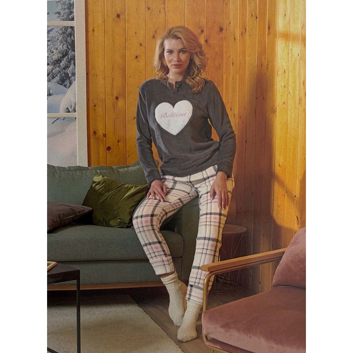 Pigiama invernale donna in coral Bollicine Kira