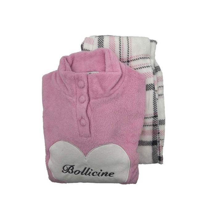 Pigiama invernale donna in coral Bollicine Kira rosa