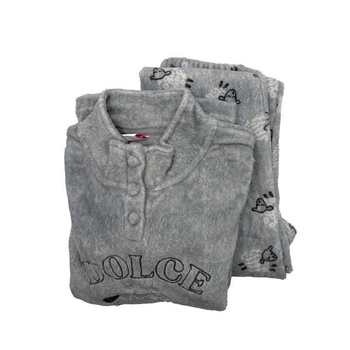 Pigiama donna in pile Il Granchio GP6085 grigio