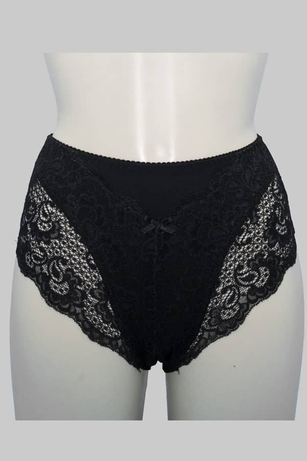Slip Jadea vita alta 792 in cotone e pizzo nero fronte