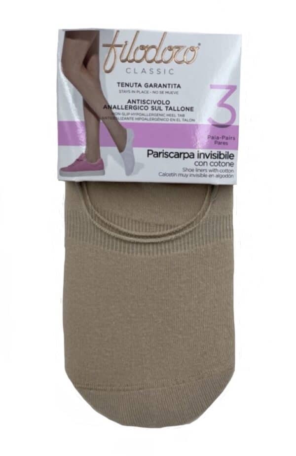 Pariscarpa invisibile con antiscivolo Filodoro 3PZ naturale