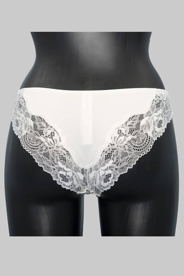 Slip con pizzo e microfibra Lormar SATEN bianco retro