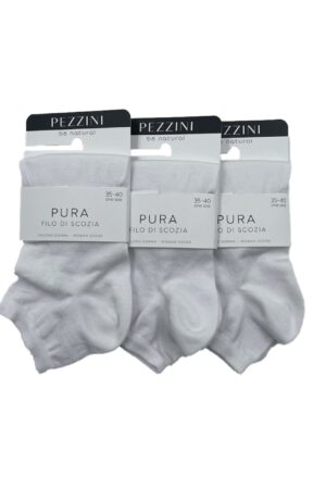 Calzini donna cotone corti Pezzini PURA 3PZ bianco