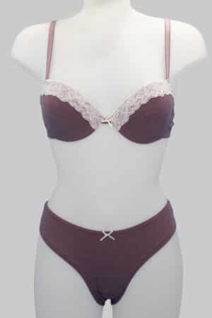 Completino intimo push up in cotone Jadea 4544 malva