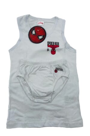 Completino intimo bambino slip e canotta Spiderman bianco