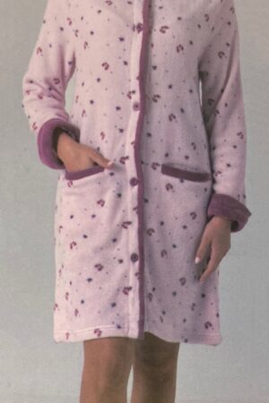 Vestaglia pile donna con bottoni Karelpiù KF5202 rosa