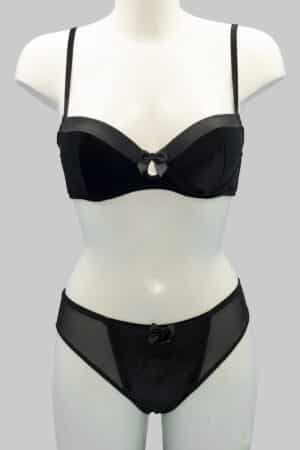 Completino intimo a balconcino in velluto Love and Bra 6994 nero
