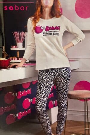 Pigiama caldo cotone donna BigBabol 5340 panna