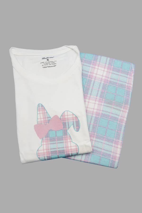 Pigiama donna estivo cotone Bollicine Shakti turchese