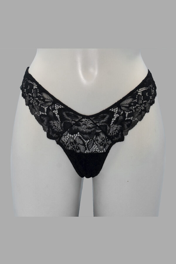 Slip brasiliana in pizzo forma a V Lormar WING nero