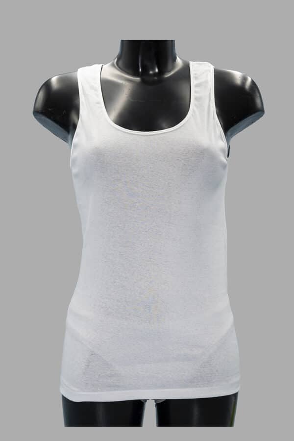 Canotta donna spalla larga in filo di scozia Rosanna 530 bianco