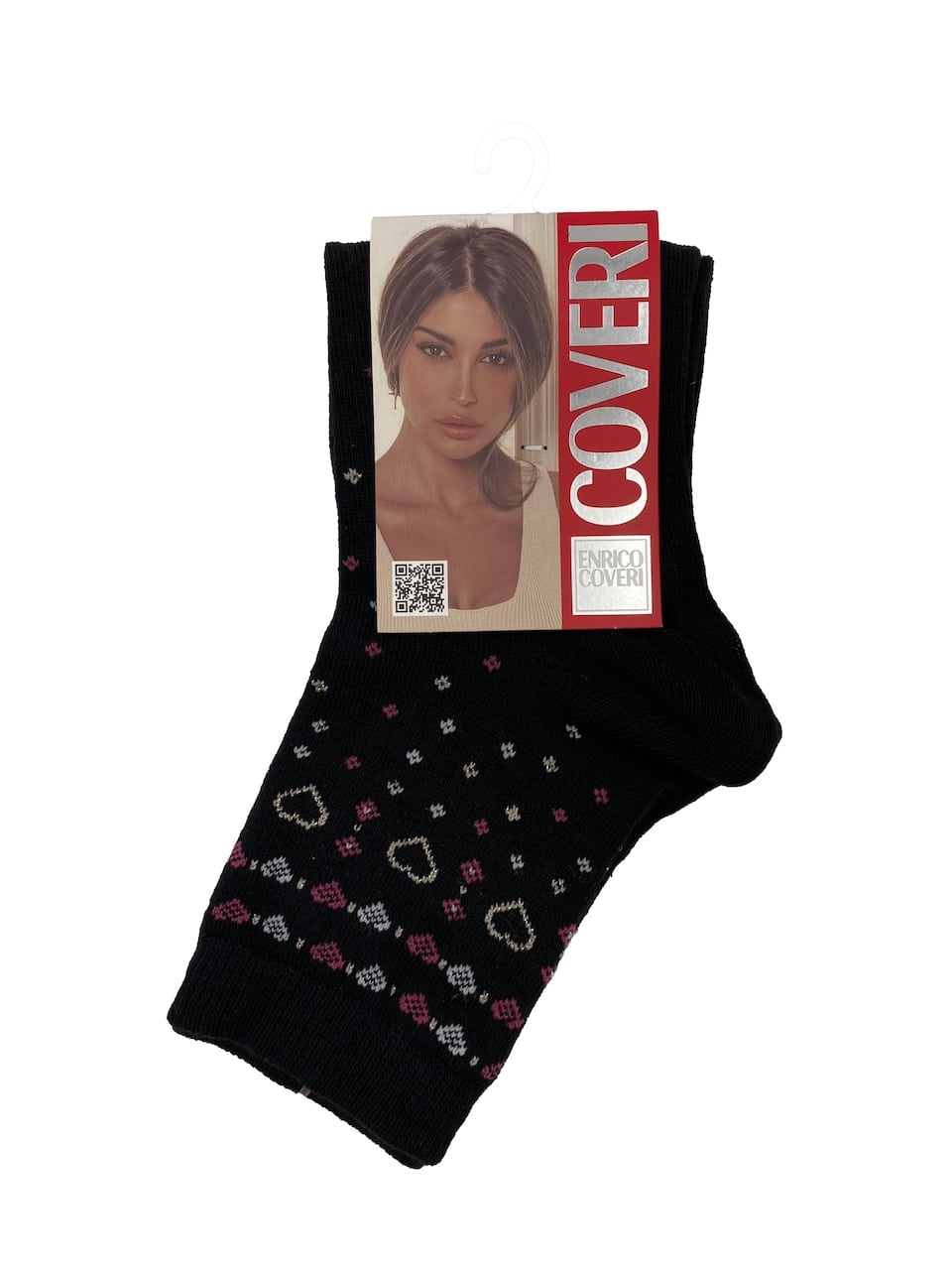 Calzini donna invernali corti Enrico Coveri Life 23C nero rosa