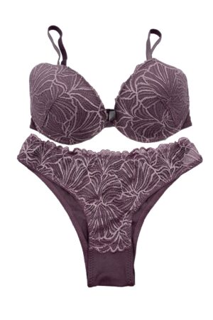 Completino intimo pizzo push up Jadea 4677 lavanda