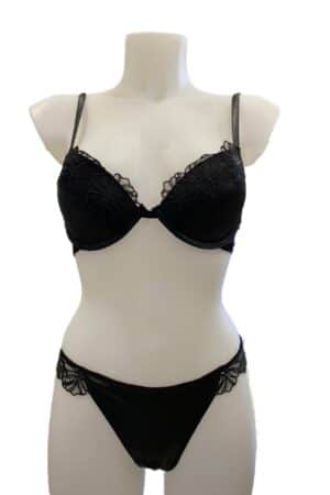 Completino intimo in pelle e tulle Love and Bra 81311