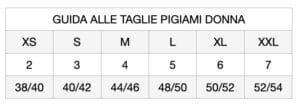Guida alle taglie pigiami da donna