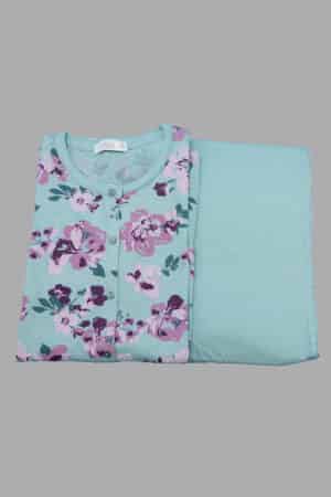 Pigiama donna aperto davanti estivo Enrico Coveri EP191 acqua marina