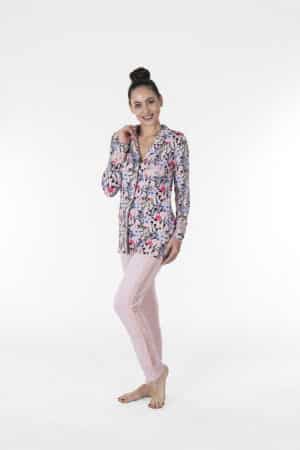 Pigiama Verdissima aperto davanti in viscosa 46.VF53 rosa 2