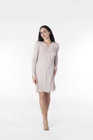 Camicia da notte invernale in viscosa Verdissima 35.W3AFC27 rosa lato
