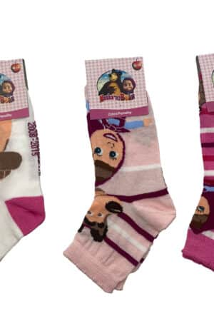 Calzini corti bambina Masha e Orso cotone estivo 3734 3PZ fronte
