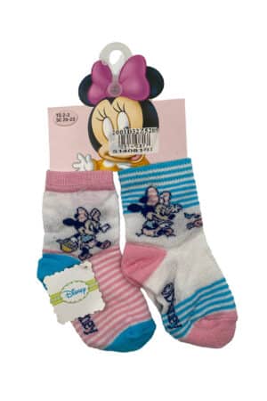 Calzini corti bambina Minnie cotone estivo NCFWD 2PZ azzurro fronte